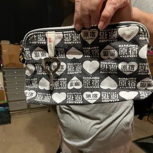 Harajuku Lover’s small make up bag, black/white design